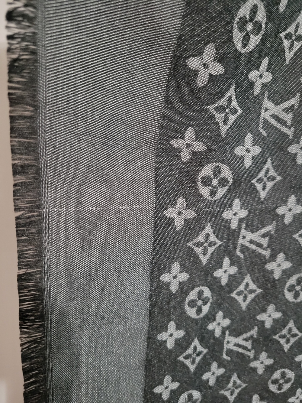 Louis Vuitton Monogram Shawl Scarf in Black and Gray - Picture 8 of 9